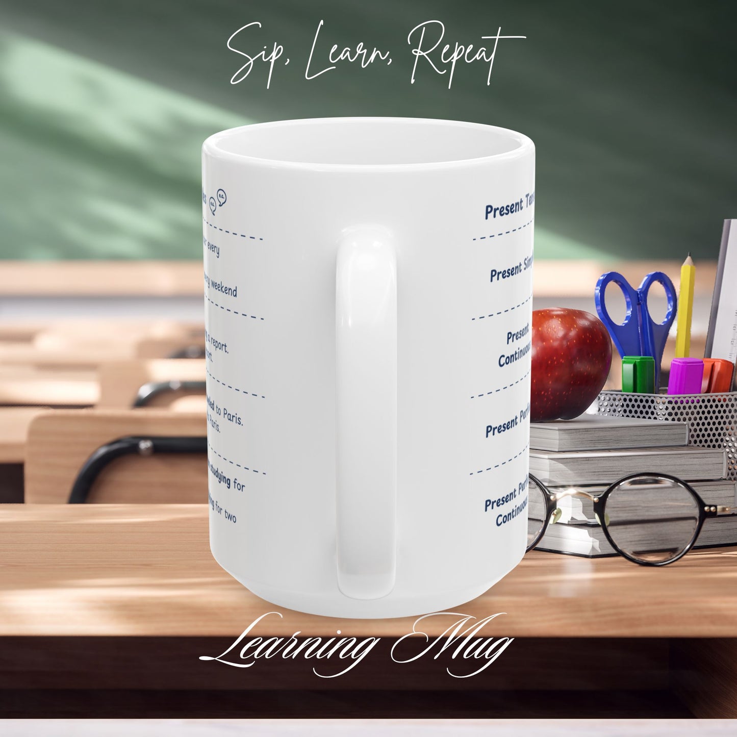 Present Tenses Learning Mug, English Grammar Mug (11oz, 15oz)