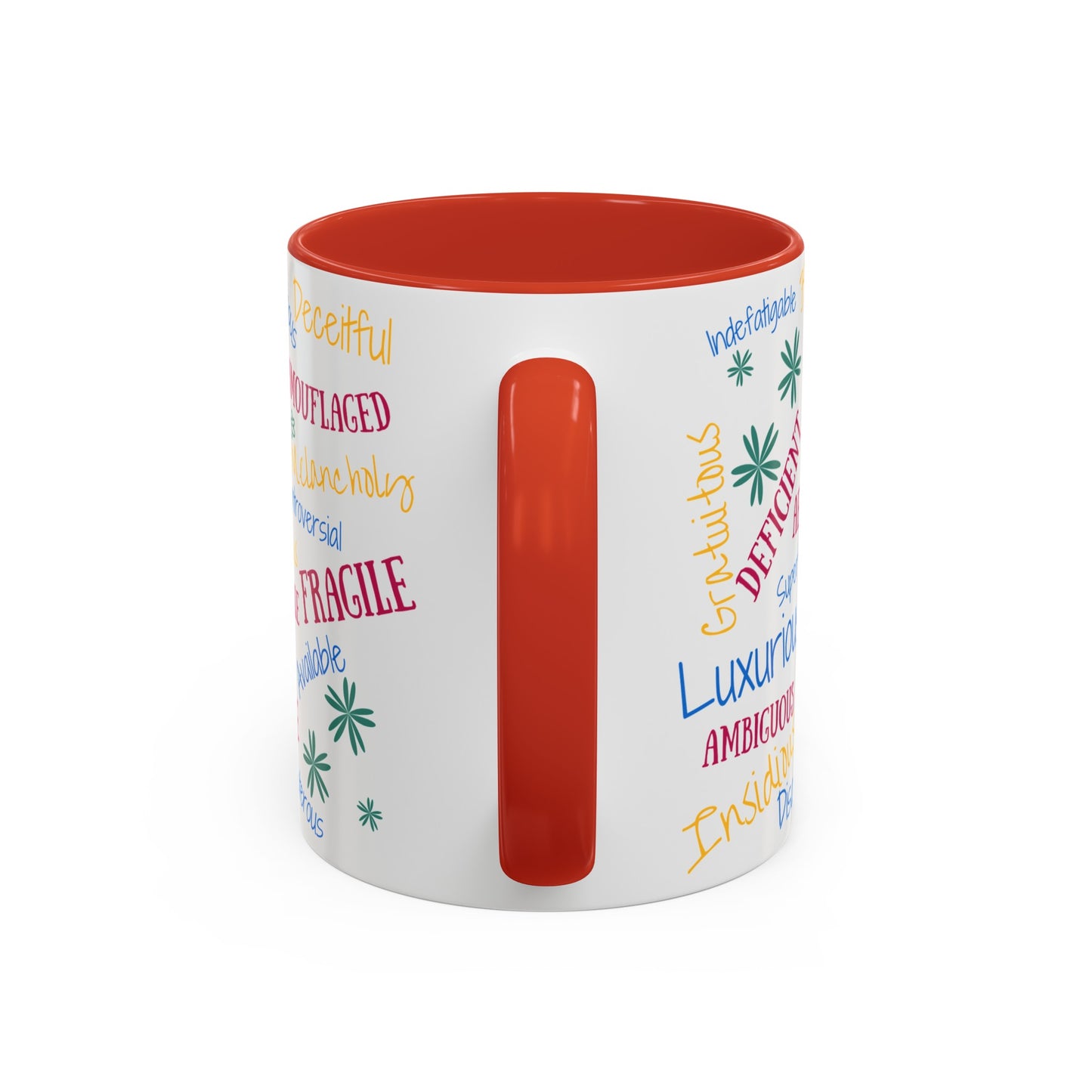 50 English Adjectives Learning Coffee Mug (11, 15oz), English vocabulary and spelling learning.