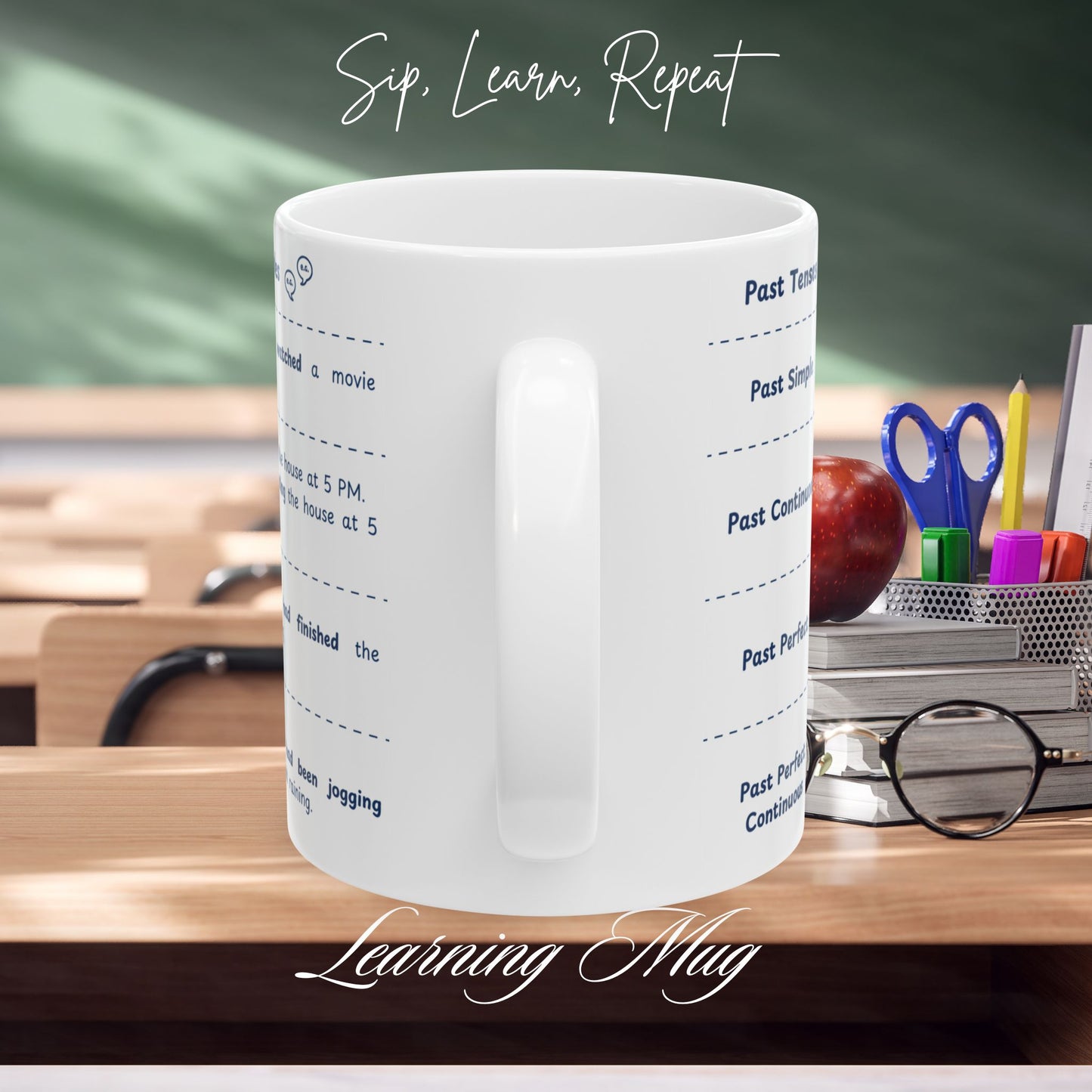 Past Tenses Learning Mug, English Grammar Mug (11oz, 15oz)