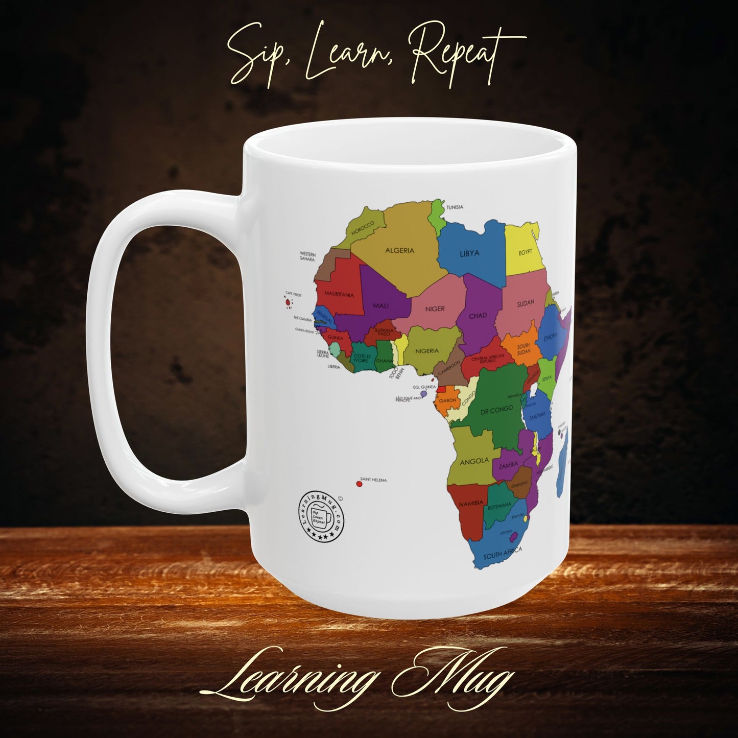 The Continent of Africa Mug, Educational Africa Map Mug with Fun Facts, African Geography Learning Mug, Perfect Gift for Kids and Adults