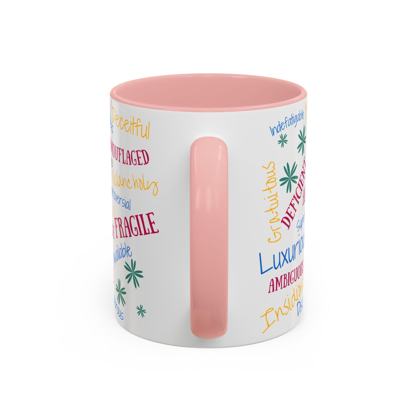 50 English Adjectives Learning Coffee Mug (11, 15oz), English vocabulary and spelling learning.