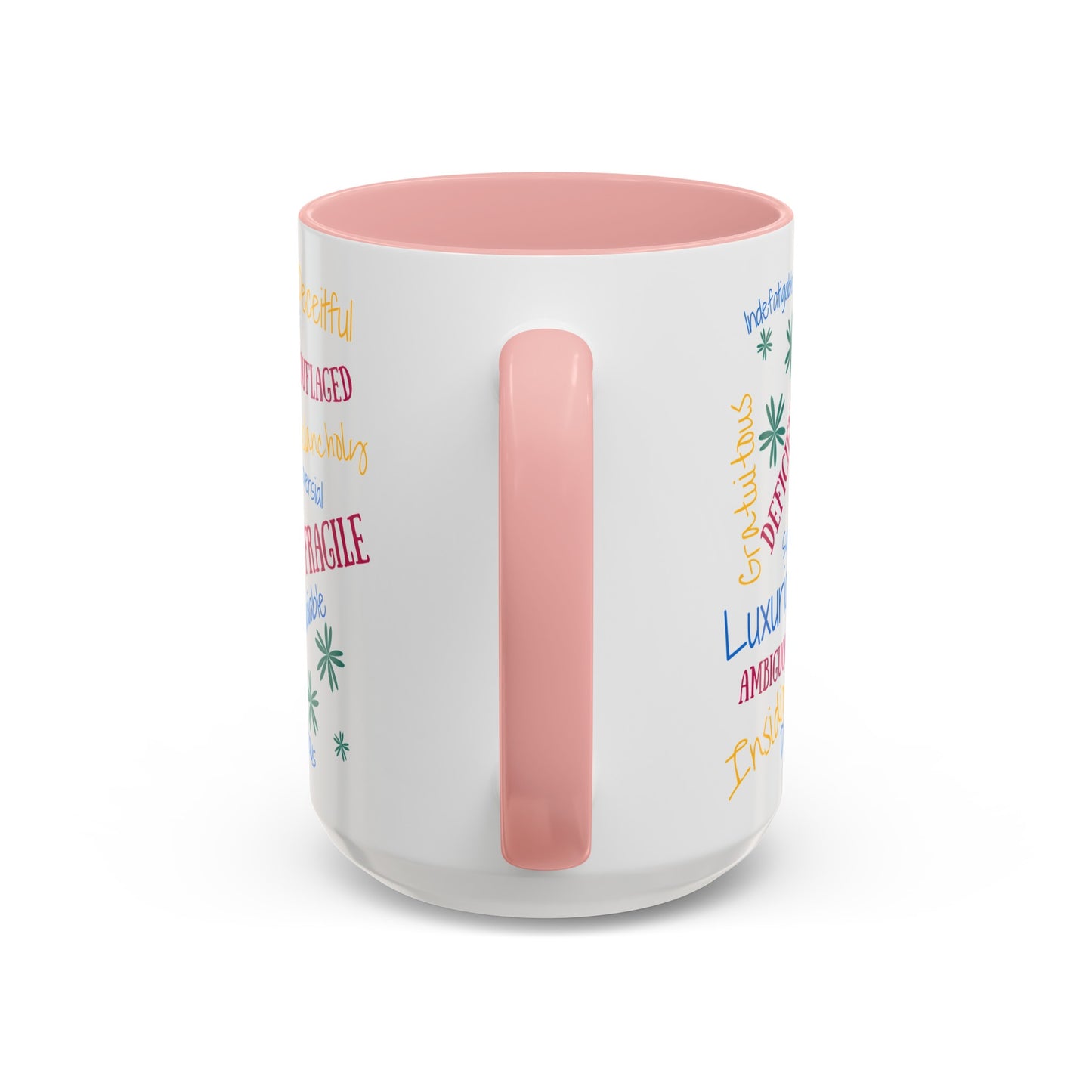 50 English Adjectives Learning Coffee Mug (11, 15oz), English vocabulary and spelling learning.