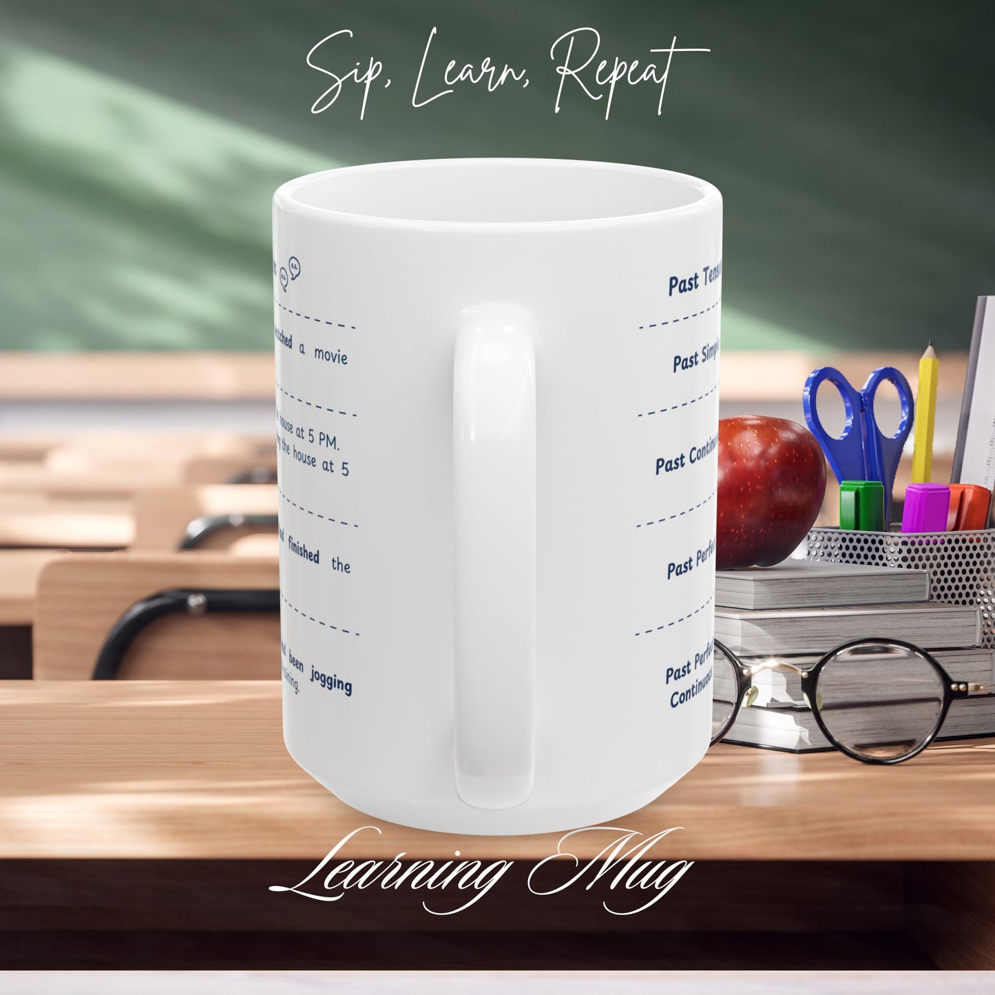 Past Tenses Learning Mug, English Grammar Mug (11oz, 15oz)