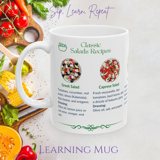 Classic Salad Recipe Mug - Unique Kitchen Gift for Foodies, Meal Prep, Weight Loss, Healthy Cooking & Easy Recipes