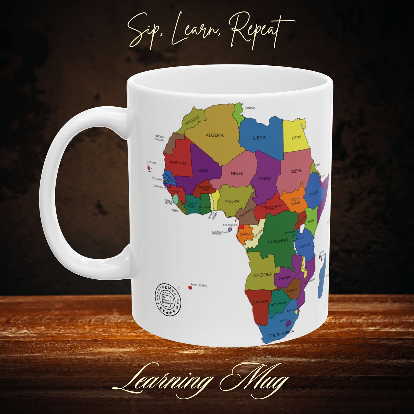 The Continent of Africa Mug, Educational Africa Map Mug with Fun Facts, African Geography Learning Mug, Perfect Gift for Kids and Adults