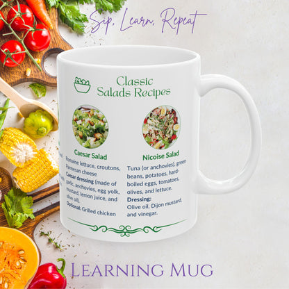 Classic Salad Recipe Mug - Unique Kitchen Gift for Foodies, Meal Prep, Weight Loss, Healthy Cooking & Easy Recipes