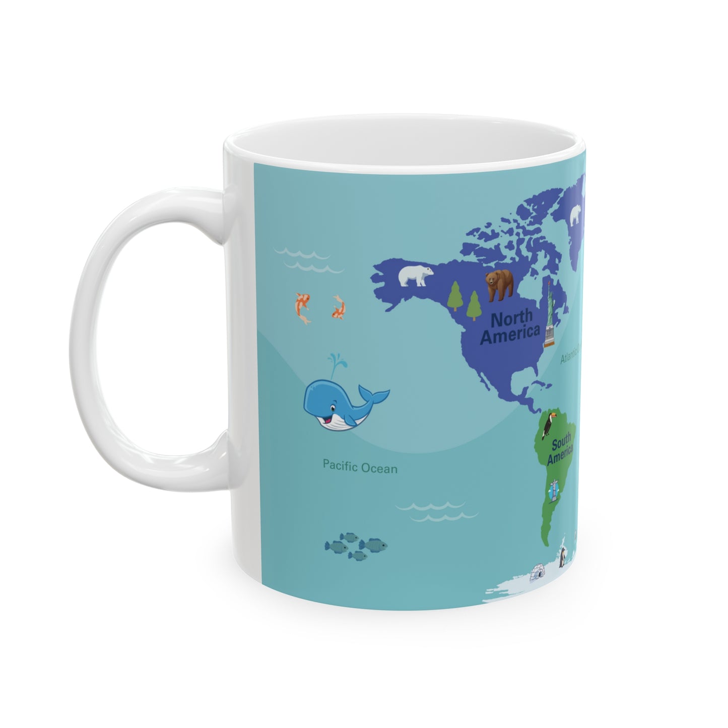 Continents and Oceans Learning Ceramic Mug, 11oz