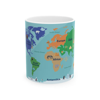 Continents and Oceans Learning Ceramic Mug, 11oz