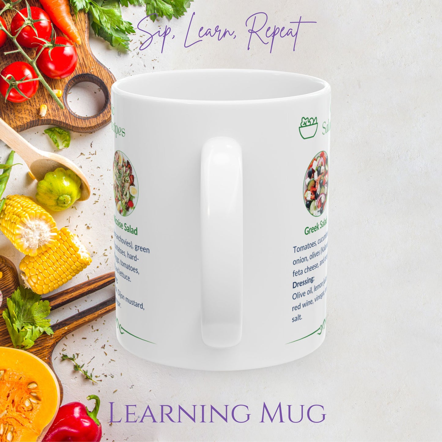 Classic Salad Recipe Mug - Unique Kitchen Gift for Foodies, Meal Prep, Weight Loss, Healthy Cooking & Easy Recipes