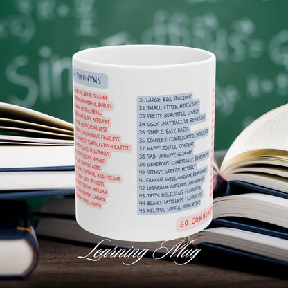 60 Common English Synonyms Learning Mug, (11oz, 15oz)