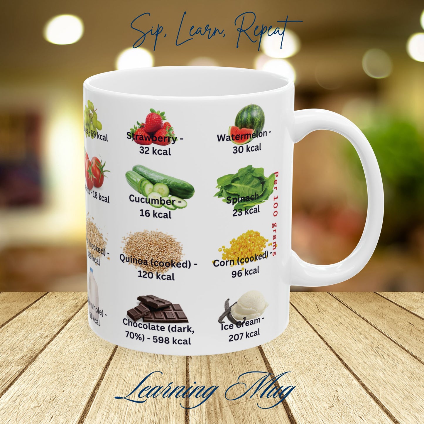 Diet Food Chart Mug – Calorie Guide for Healthy Eating & Diet Food Plan