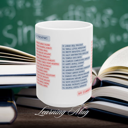 60 Common English Synonyms Learning Mug, (11oz, 15oz)