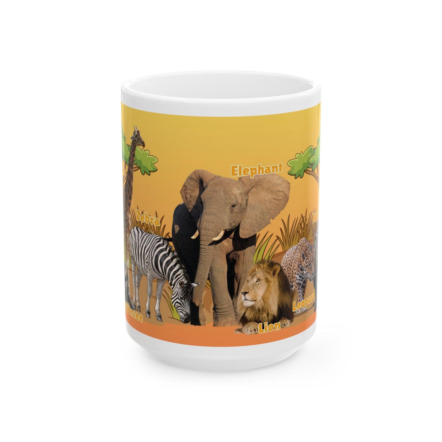 Animals Of Africa Learning Mug for Kids, Preschoolers, Kindergartens Ceramic Mug, 11oz