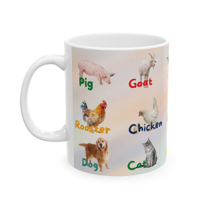 Farm Animals Learning Mug. Early learning for your preschool or kindergarten kids.