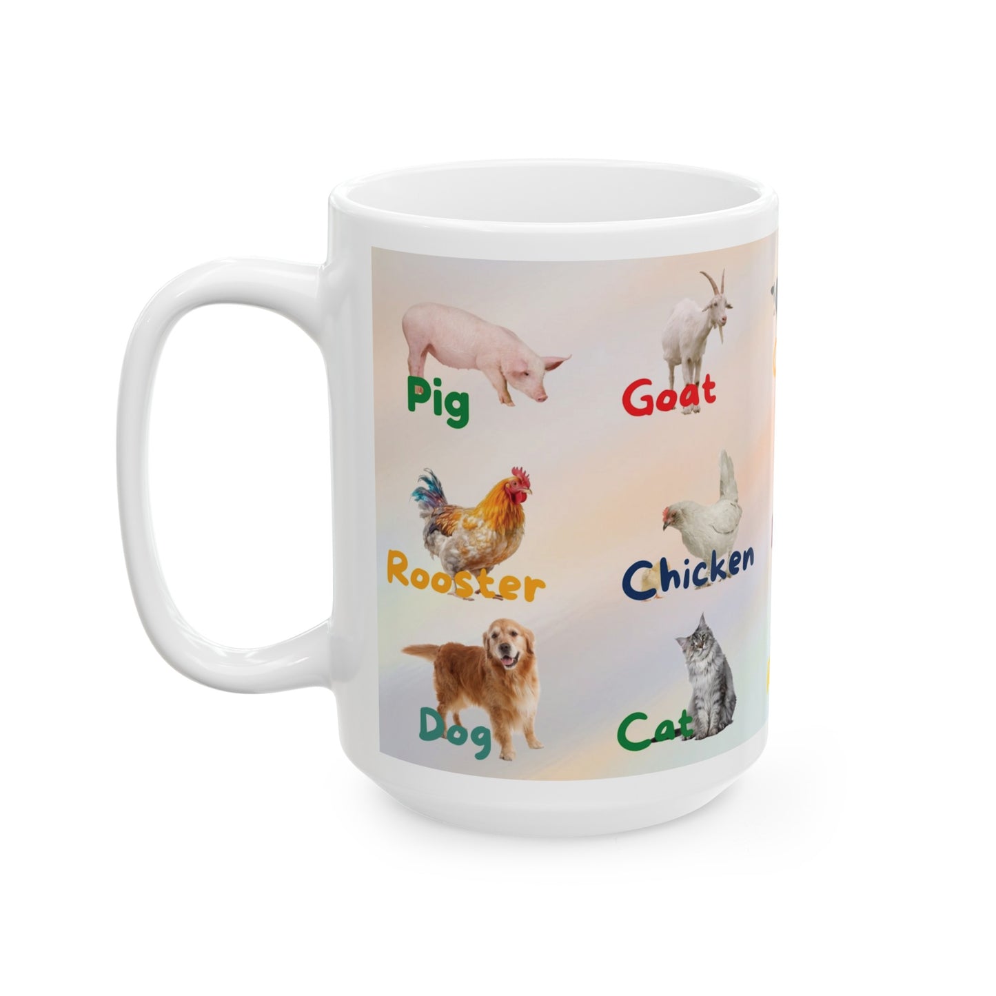 Farm Animals Learning Mug. Early learning for your preschool or kindergarten kids.