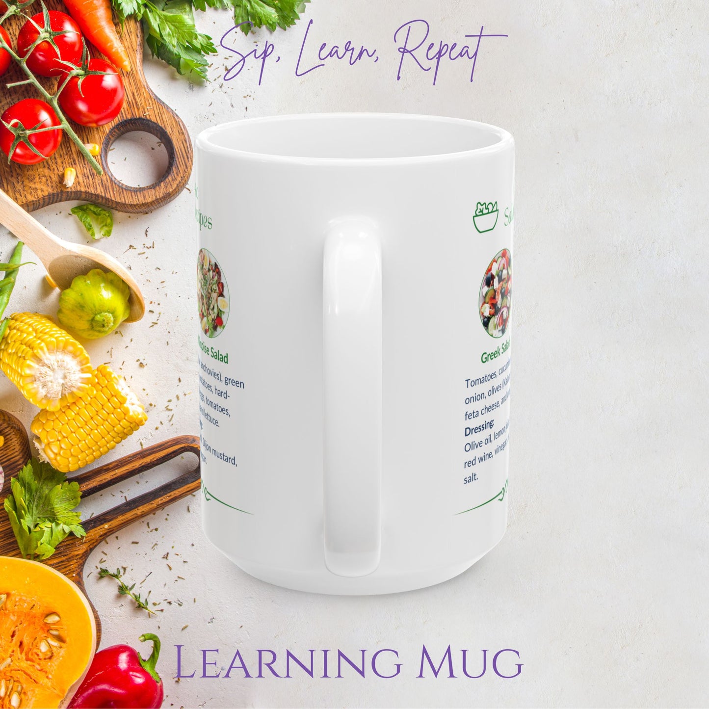 Classic Salad Recipe Mug - Unique Kitchen Gift for Foodies, Meal Prep, Weight Loss, Healthy Cooking & Easy Recipes