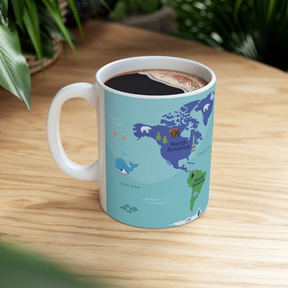 Continents and Oceans Learning Ceramic Mug, 11oz