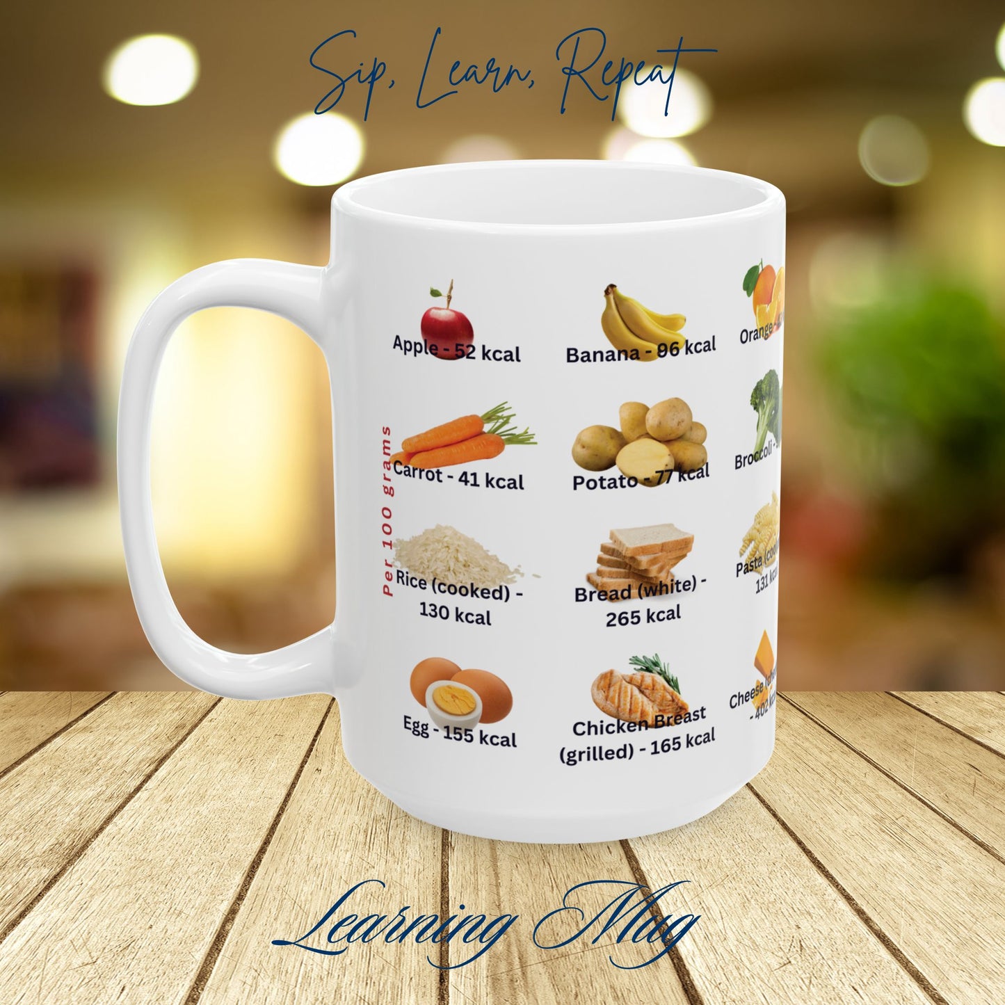 Diet Food Chart Mug – Calorie Guide for Healthy Eating & Diet Food Plan