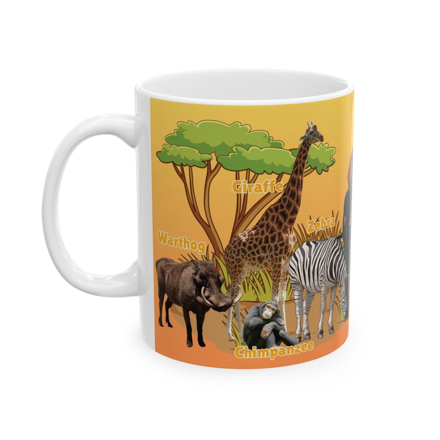 Animals Of Africa Learning Mug for Kids, Preschoolers, Kindergartens Ceramic Mug, 11oz