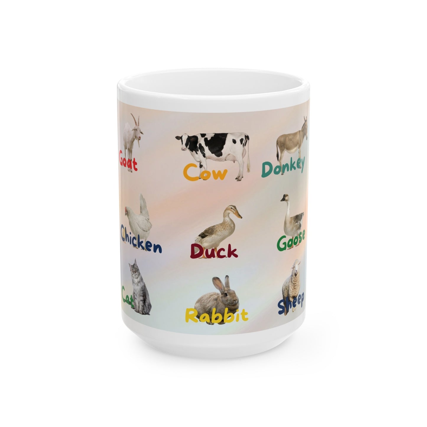 Farm Animals Learning Mug. Early learning for your preschool or kindergarten kids.