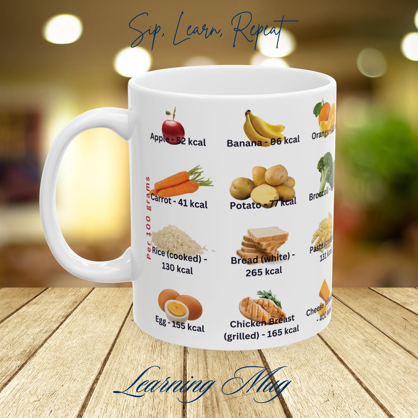 Diet Food Chart Mug – Calorie Guide for Healthy Eating & Diet Food Plan